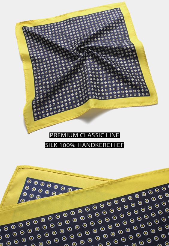 Classic Dot Yellow &amp; Navy Handkerchief도트 옐로우&amp;네이비 행커치프