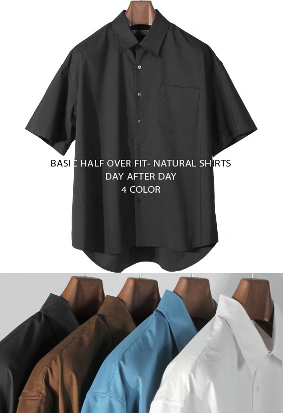 M-SLOW클래식 베이직 하프오버핏 네츄럴 셔츠