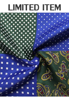 Classic DP Blue &amp; Green Handkerchief도트&amp;페이즐리 블루그린 행커치프
